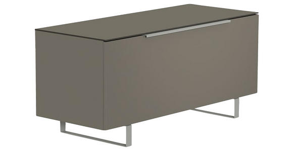 LOWBOARD Grau, Alufarben  110/66/45 cm  - Alufarben/Grau, Design, Glas/Holzwerkstoff (110/66/45cm) - Moderano