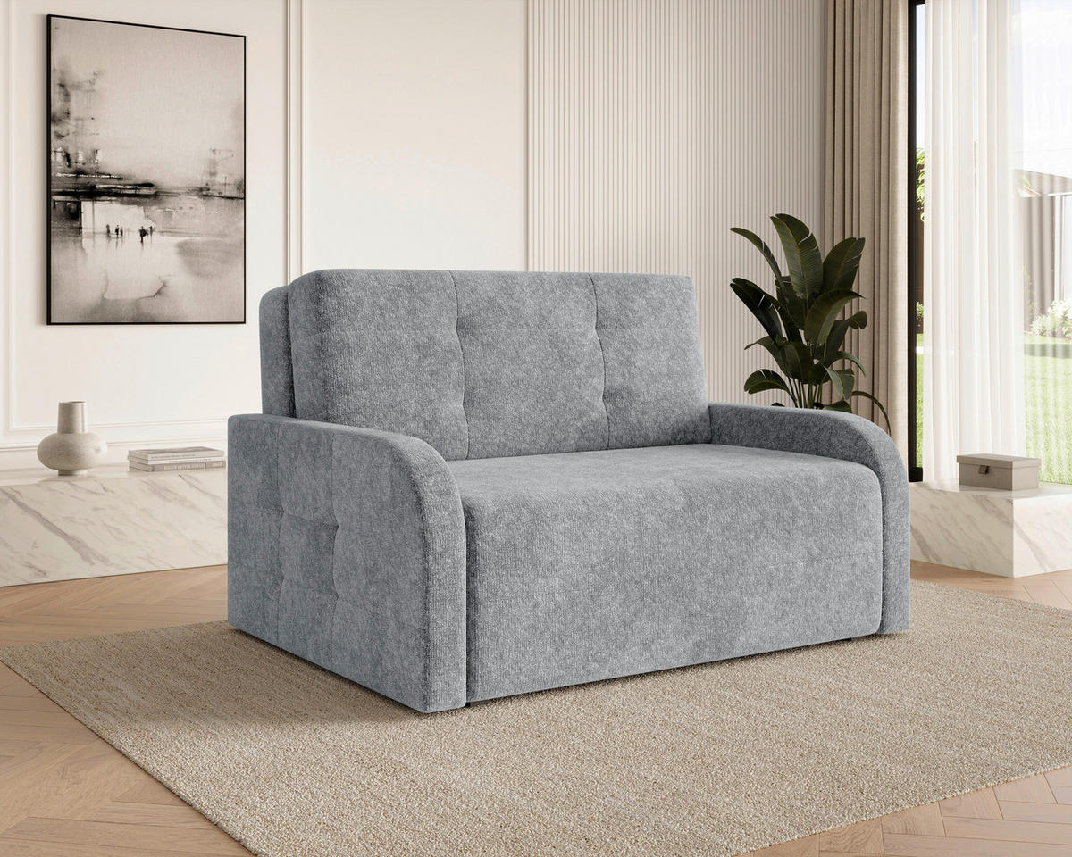 SCHLAFSOFA Chenille Blaugrau  inkl. Bettkasten, Schlaffunktion, Rücken echt, Liegefläche im Originalstoff  - Blaugrau/Schwarz, MODERN, Kunststoff/Textil (190/90/100cm) - Milino