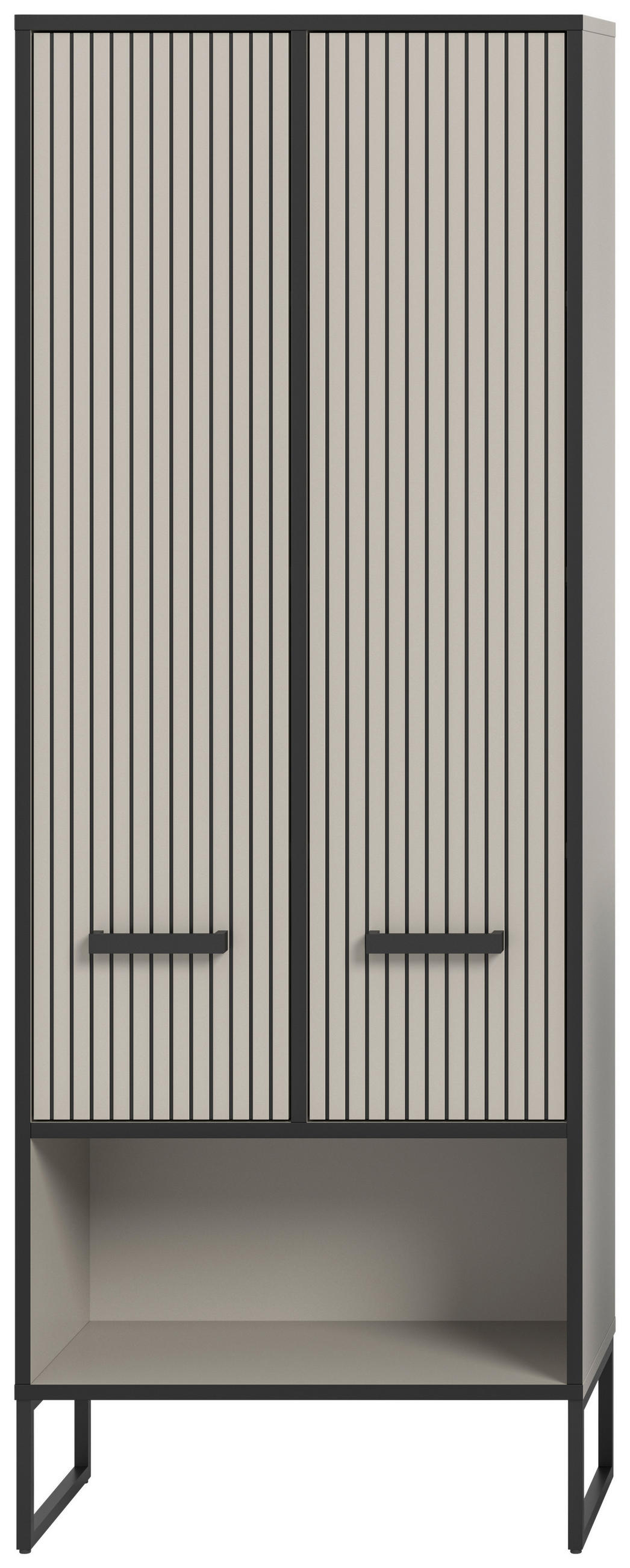 HOCHSCHRANK 59/159/32 cm  - Kaschmir/Schwarz, MODERN, Holzwerkstoff/Metall (59/159/32cm) - MID.YOU