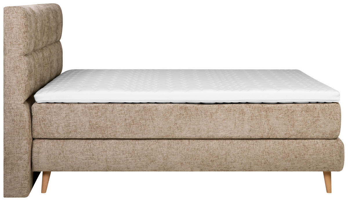 KONTINENTALSÄNG 180/200 cm  i beige  - vit/beige, Klassisk, trä/textil (180/200cm) - Visionight