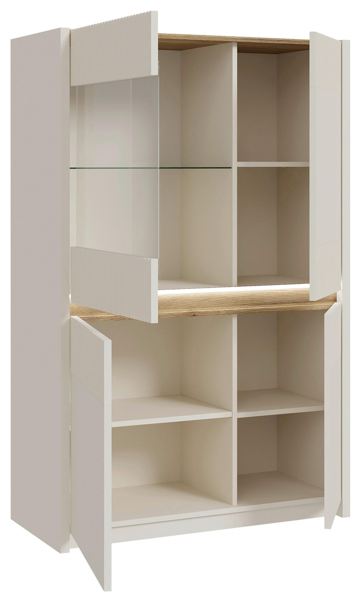 VITRINA, barve hrasta, peščene barve - barve hrasta/peščene barve, Design, steklo/leseni material (95,3/146,7/41,5cm) - Hom`in