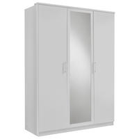 DREHTÜRENSCHRANK 135/199/58 cm,  in Weiß, 3-türig  - Alufarben/Weiß, KONVENTIONELL, Glas/Holzwerkstoff (135/199/58cm) - MID.YOU