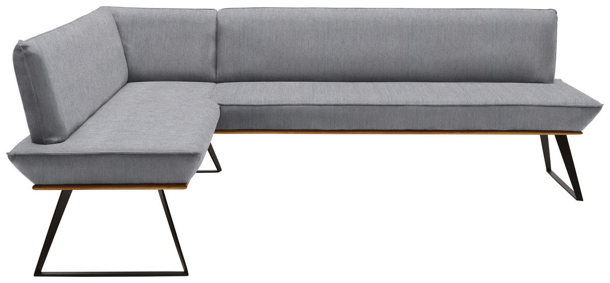 ECKBANK in Holz, Metall, Textil Grau, Schwarz, Eichefarben  - Eichefarben/Schwarz, Design, Holz/Textil (163/223cm) - Voleo