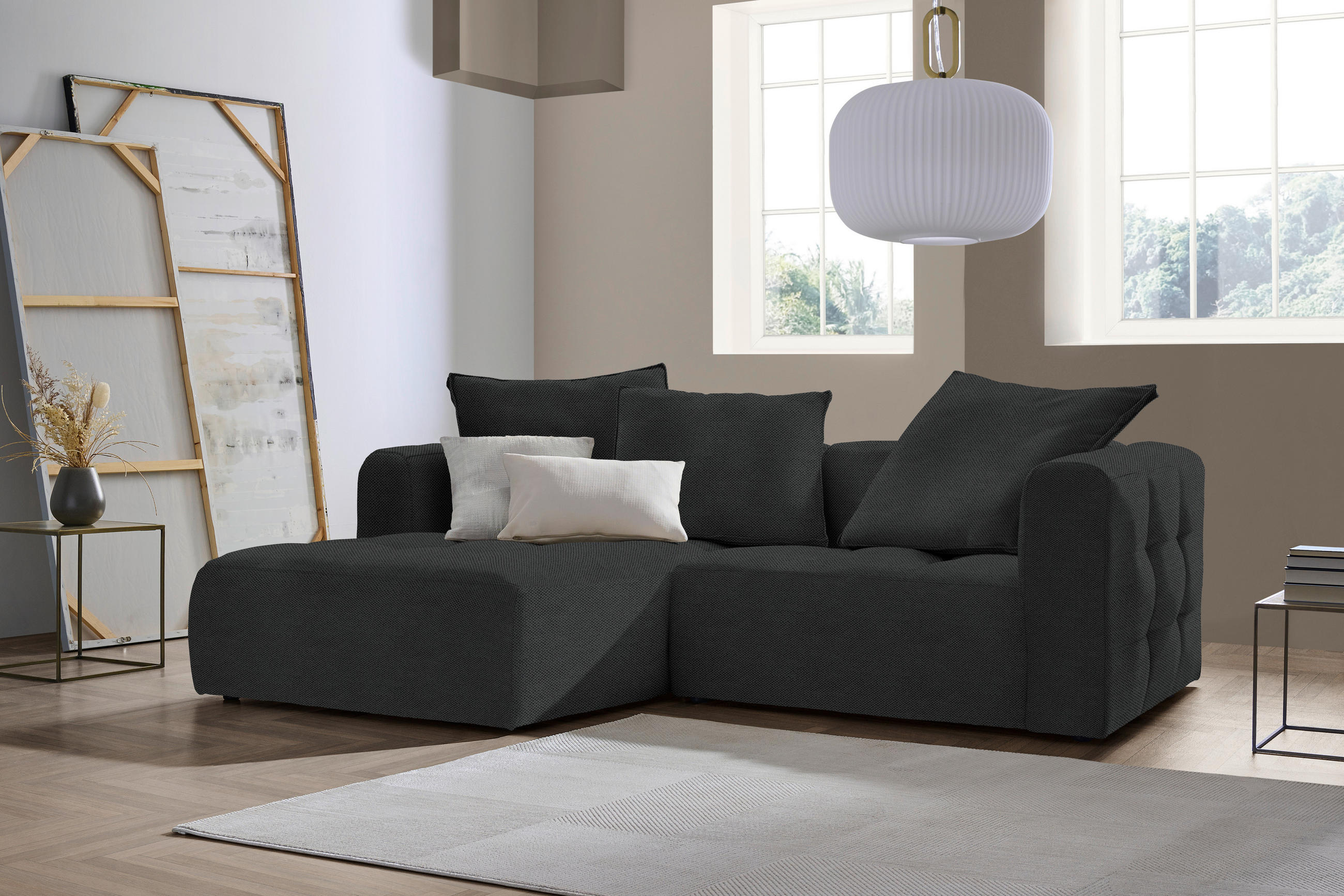 ECKSOFA MOSSO Anthrazit Webstoff  - Anthrazit/Schwarz, MODERN, Kunststoff/Textil (173/240cm) - Stylife