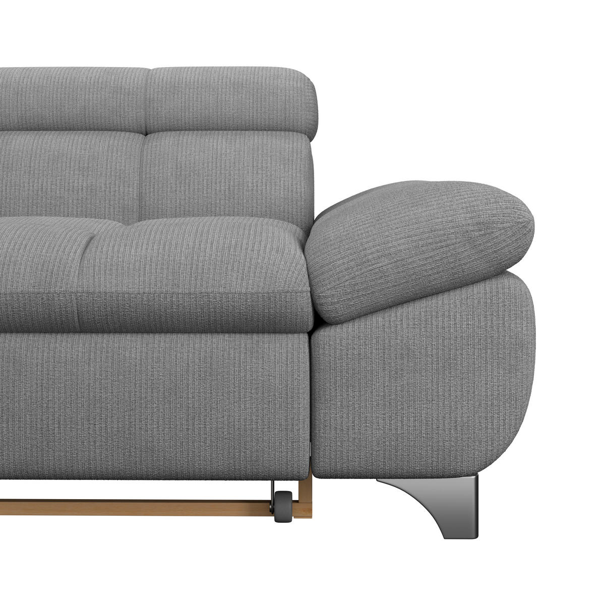 ECKSOFA Dunkelgrau Chenille  - Chromfarben/Dunkelgrau, KONVENTIONELL, Textil/Metall (234/312cm) - Livetastic