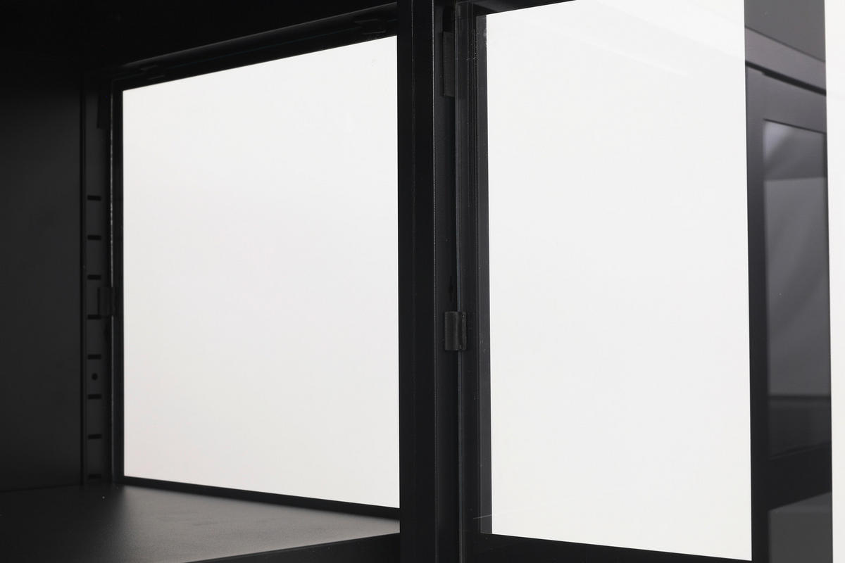 VITRINE in Schwarz  - Schwarz, Design, Glas/Metall (120/110/35cm) - Xora