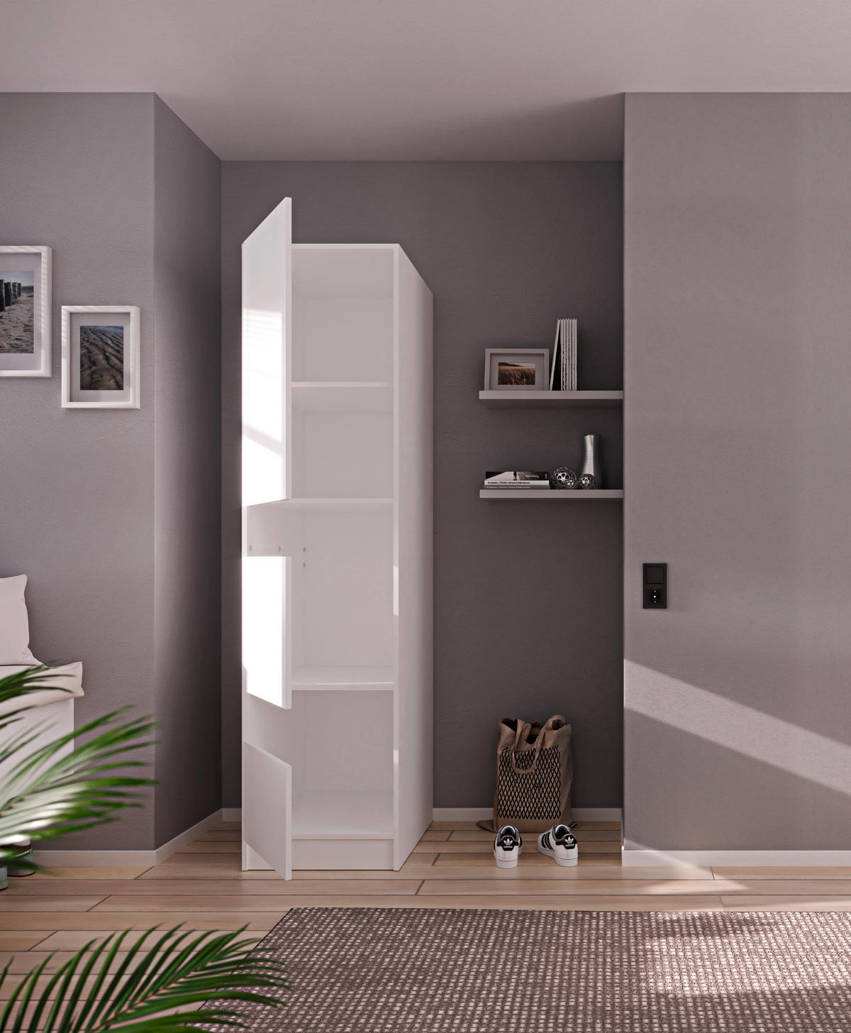 MEHRZWECKSCHRANK 50/200/68 cm  in Weiß  - Schwarz/Weiß, Design, Holzwerkstoff/Metall (50/200/68cm) - Milino