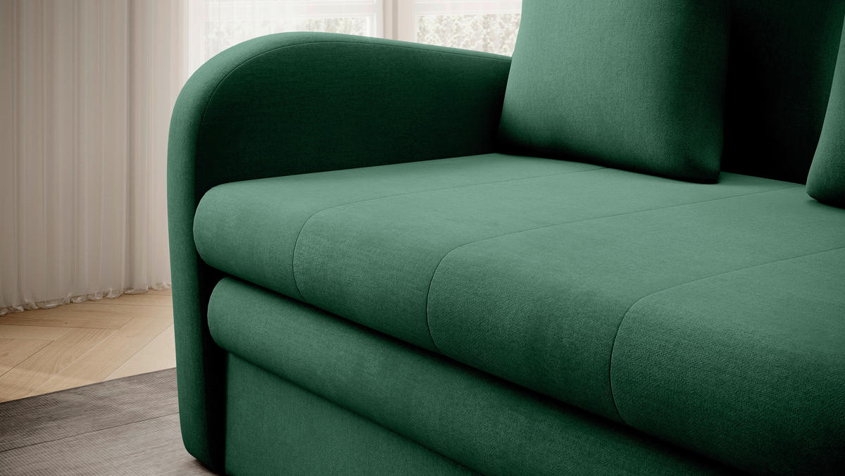 SCHLAFSOFA Samt Grün  - Schwarz/Grün, Design, Kunststoff/Textil (244/97/97cm) - MID.YOU