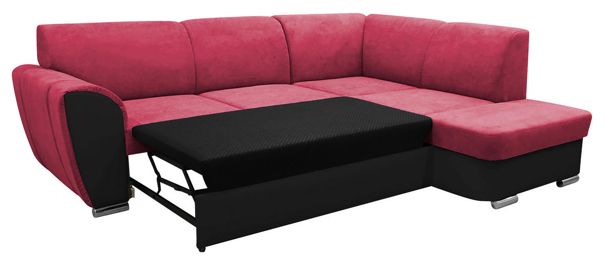 Freisteller von MID.YOU ECKSOFA Rot, Schwarz Velours.