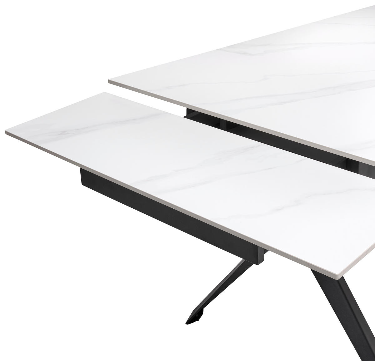 ESSTISCH in Metall, Keramik 140-200/90/76 cm  - Weiss/Schwarz, Design, Keramik/Metall (140-200/90/76cm) - Hom`in