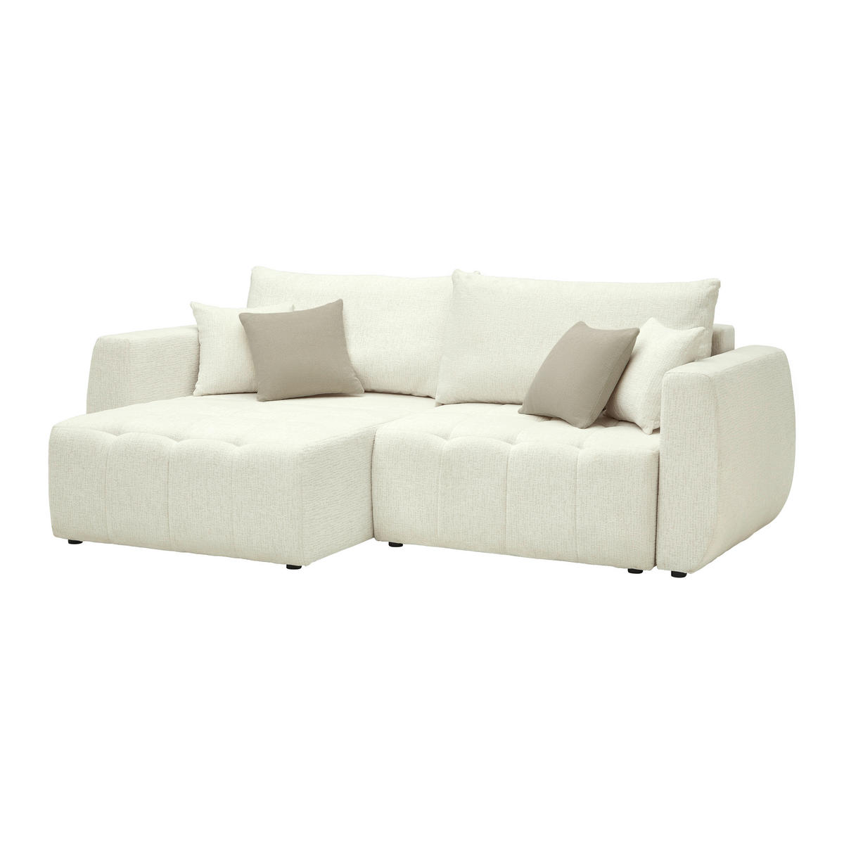 SCHLAFSOFA in Chenille, Jacquard Beige  - Beige/Schwarz, Kunststoff/Textil (245/74-90/104cm) - MID.YOU