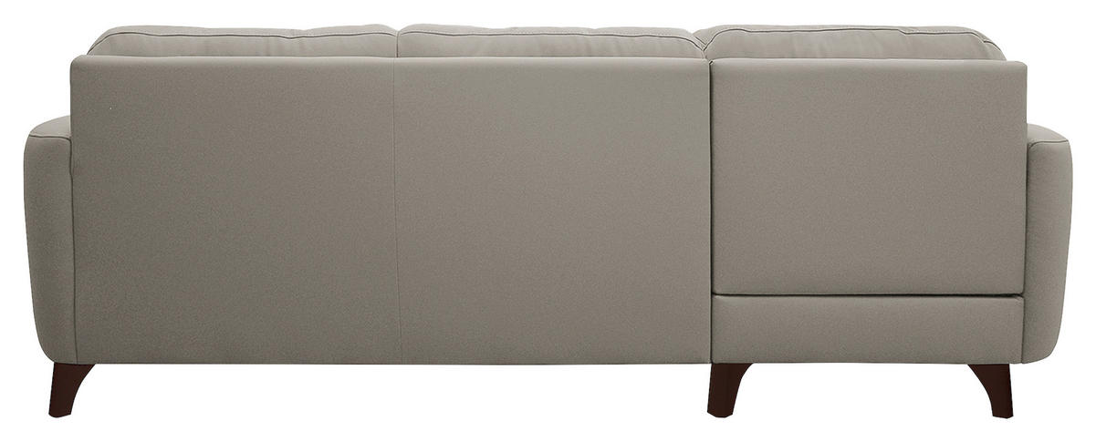ECKSOFA in Lederlook Echtleder Platinfarben  - Platinfarben/Buchefarben, Design, Leder/Holz (238/168cm) - Livetastic