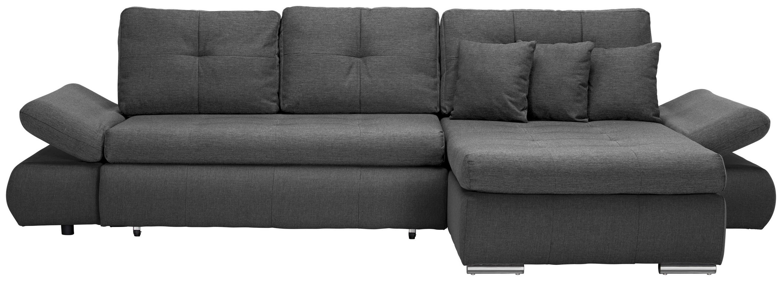 ECKSOFA Grau Webstoff  - Chromfarben/Grau, Design, Kunststoff/Textil (302/187cm) - Carryhome
