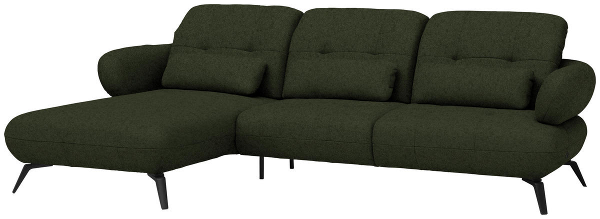 ECKSOFA Chenille Grün  - Schwarz/Grün, Modern, Textil/Metall (180/282cm) - Novel