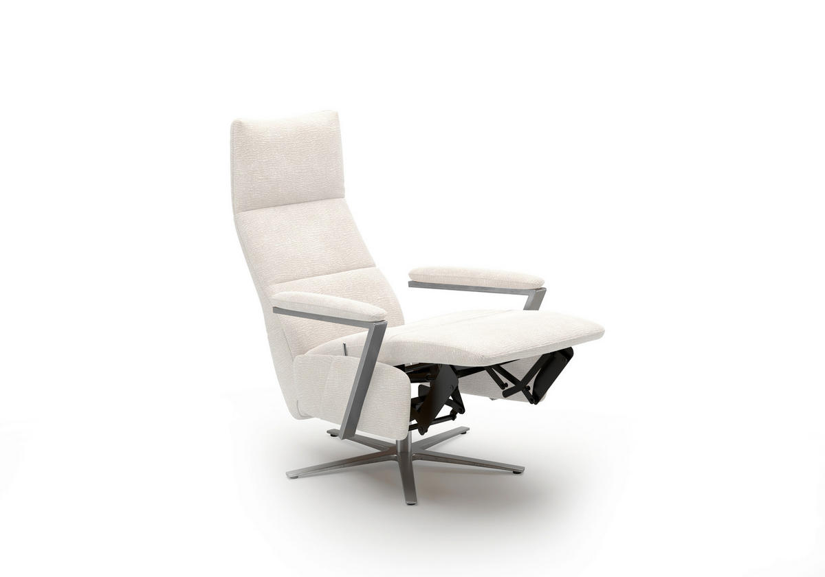 RELAXSESSEL TV VARIO COMFORT E S1 Chenille Kopfteilverstellung, Rücken echt    - Silberfarben/Creme, Basics, Textil/Metall (70/124/85cm) - Sit & More