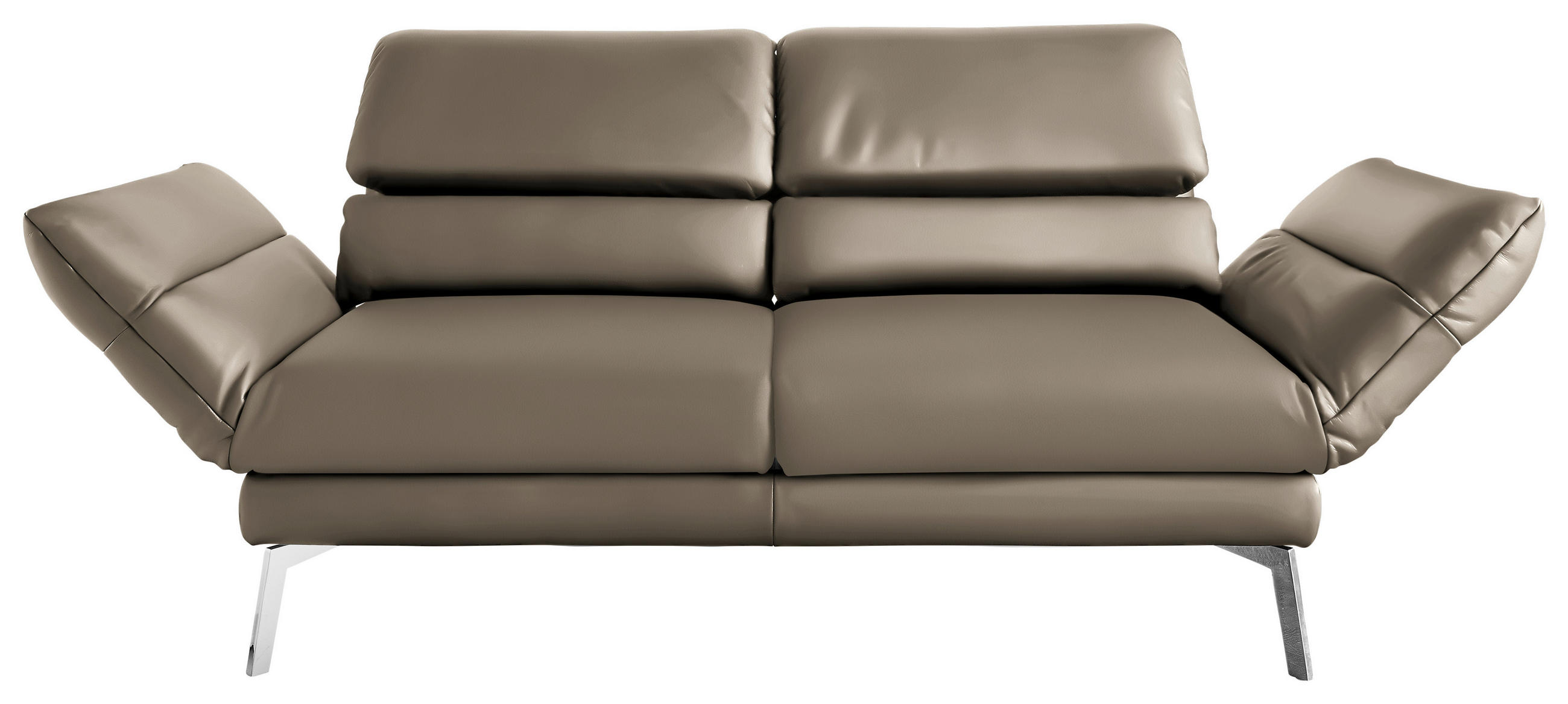 2-SITZER-SOFA in Echtleder Taupe  - Taupe/Chromfarben, Design, Leder/Metall (178-226/82/96-177cm) - Dieter Knoll