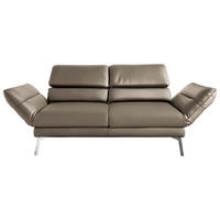 2-SITZER-SOFA in Echtleder Taupe  - Taupe/Chromfarben, Design, Leder/Metall (178-226/82/96-177cm) - Dieter Knoll