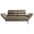 2-SITZER-SOFA Echtleder Taupe  - Taupe/Chromfarben, Design, Leder/Metall (178-226/82/96-177cm) - Dieter Knoll