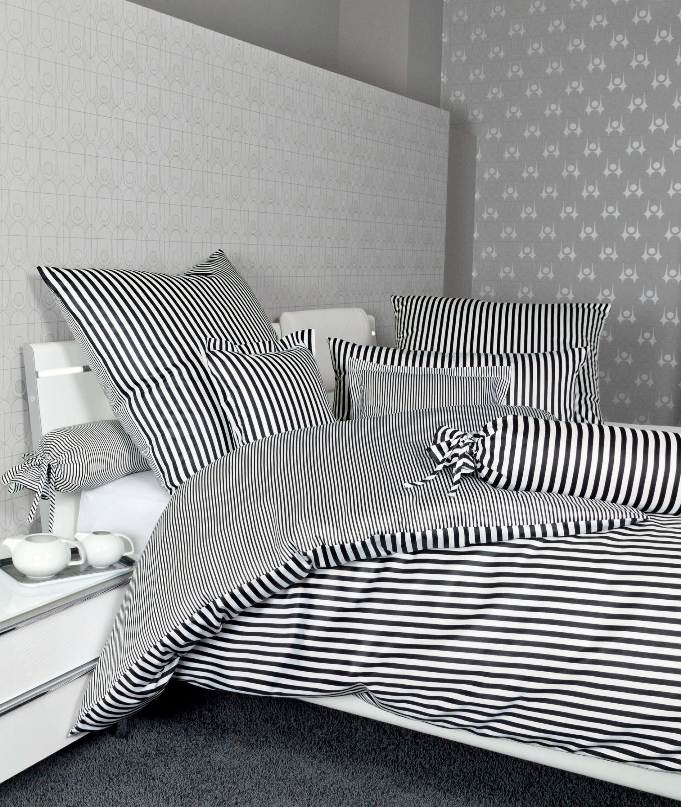 BETTWÄSCHE Giacomo Makosatin 135/200 cm  - Grau, KONVENTIONELL, Textil (135/200cm) - Janine