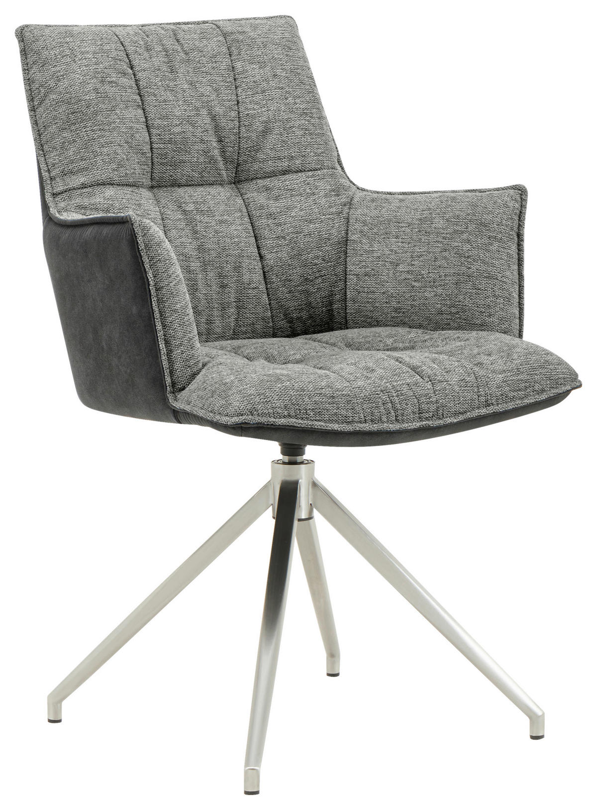 NASLANJAČ, kovina, tekstil antracit, svetlo siva  - barve nerjavečega jekla/črna, Design, kovina/tekstil (59/89,5/63cm) - Novel