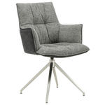 ARMLEHNSTUHL  in Edelstahl Mikrofaser, Leinenoptik  - Edelstahlfarben/Anthrazit, Design, Textil/Metall (59/89,5/63cm) - Novel