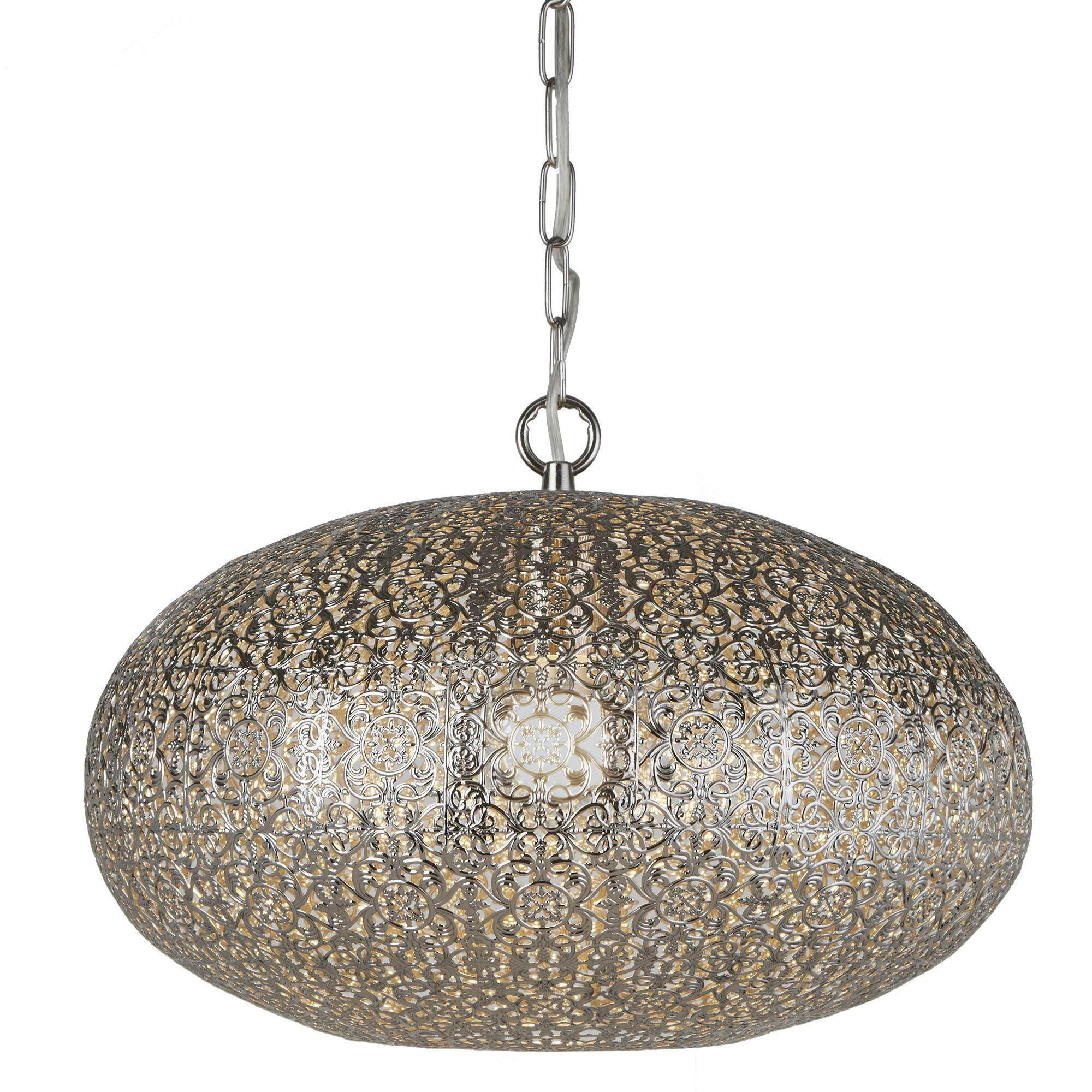HÄNGELEUCHTE Fretwork 39/80 cm   - Nickelfarben, Design, Metall (39/80cm)