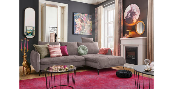 ECKSOFA in Flachgewebe Taupe - Taupe/Schwarz, Design, Textil/Metall (273/180cm) - Hom`in