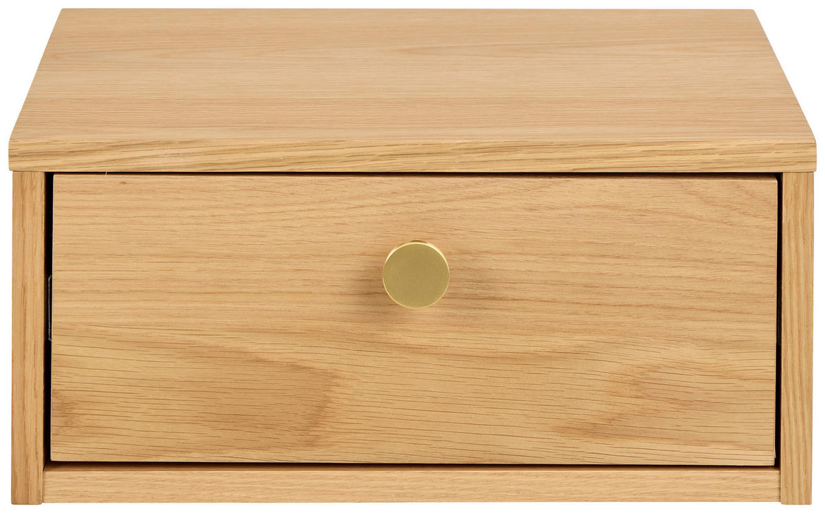 NACHTTISCH 40/18/30 cm  in furniert Eichefarben  - Eichefarben/Goldbraun, Modern, Holzwerkstoff/Metall (40/18/30cm) - MID.YOU