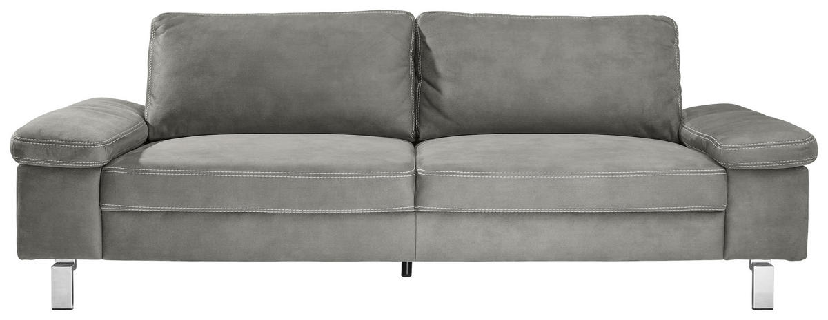 CANAPÉ 3 PLACES in microfibre gris  - beige/gris, Design, textile/métal (234/86/97cm) - Hom`in
