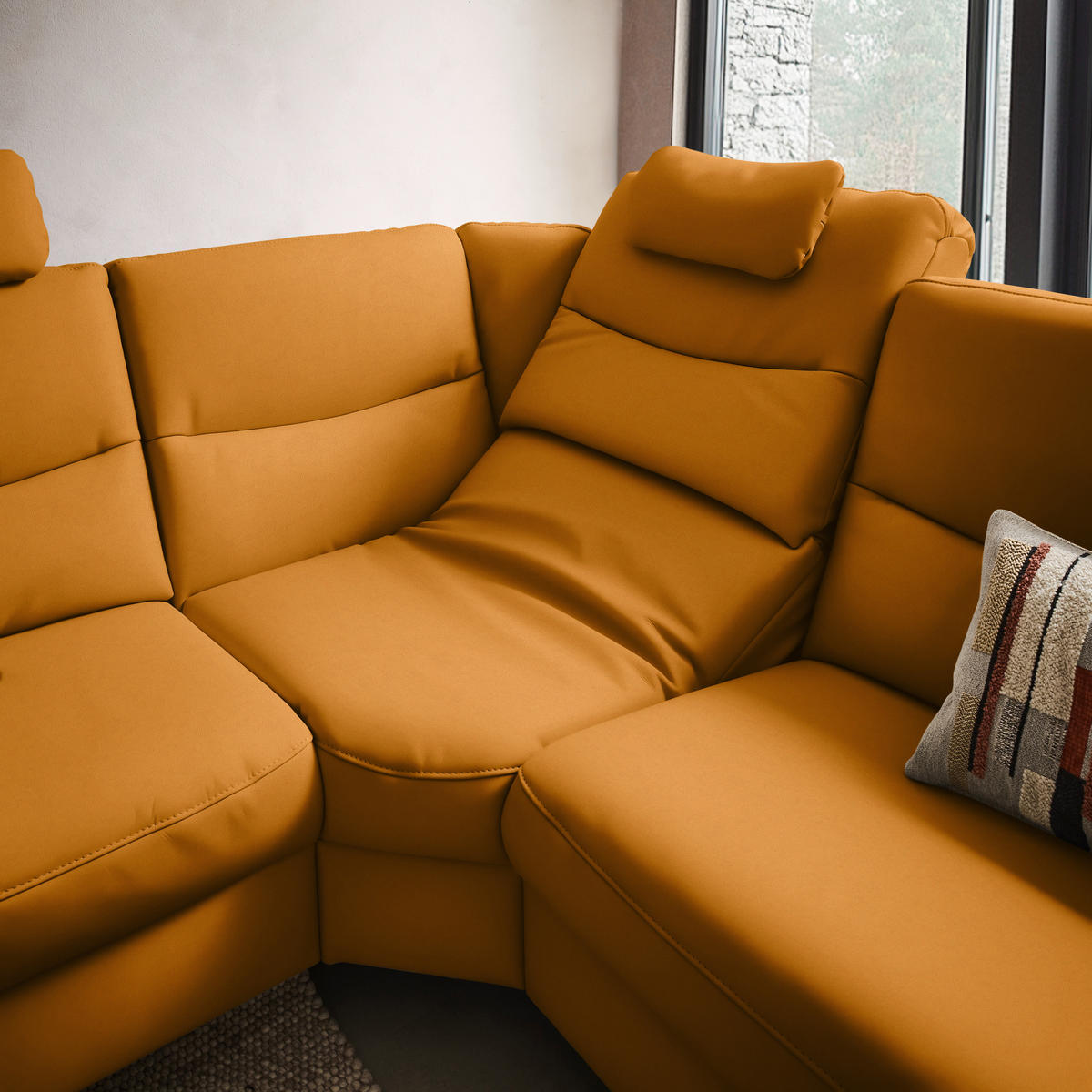 ECKSOFA in Echtleder Currygelb  249/280 cm  - Currygelb/Anthrazit, Design, Leder/Metall (249/280cm) - Himolla Komfortklass