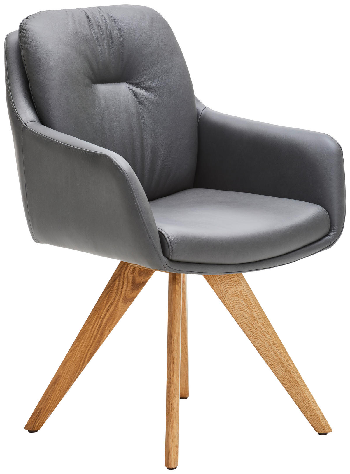ARMLEHNSTUHL  in Echtleder pigmentiert  - Wildeiche/Anthrazit, Design, Leder/Holz (62/90/65cm) - Waldwelt