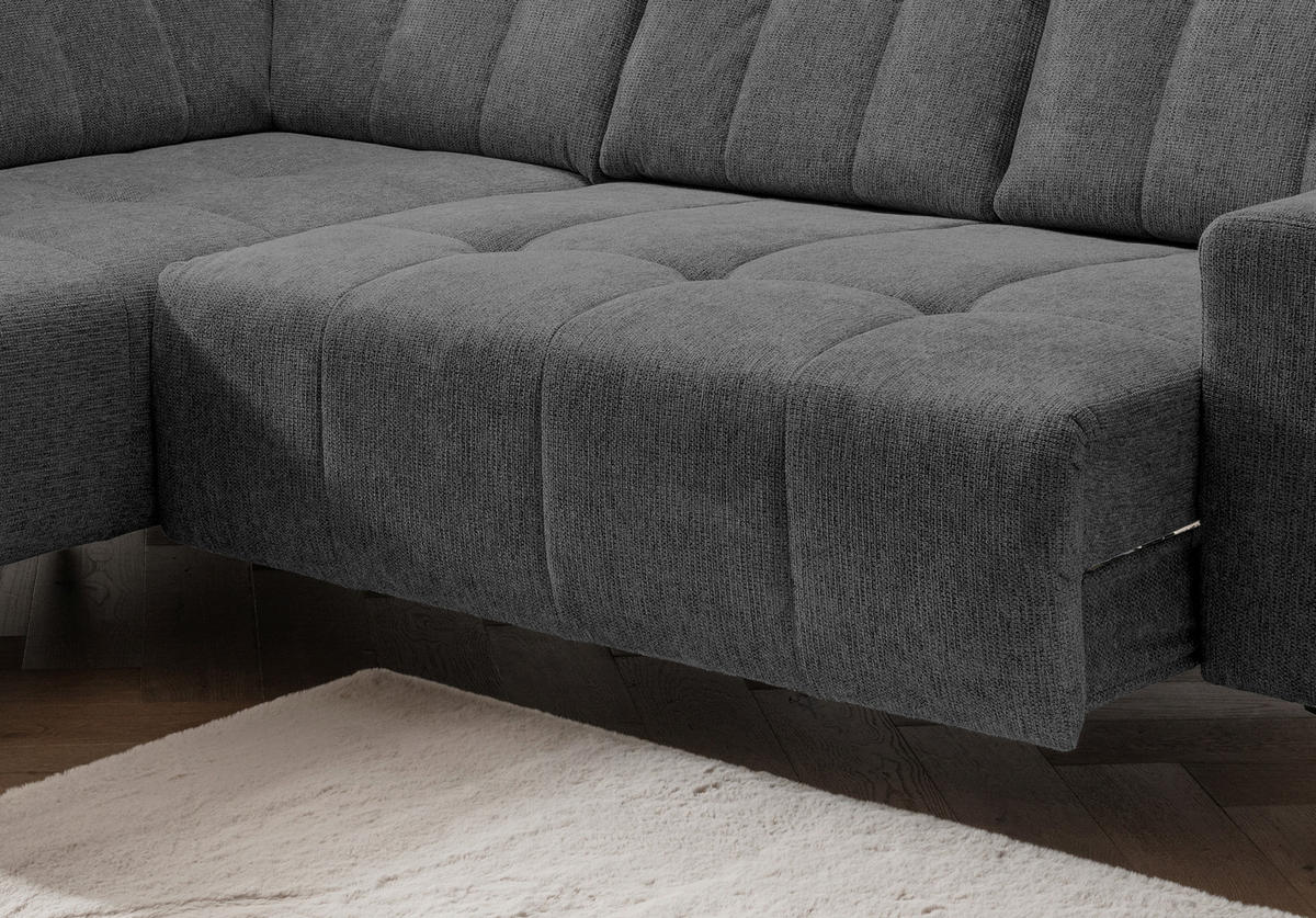 ECKSOFA in Chenille Anthrazit  - Anthrazit/Schwarz, Modern, Textil/Metall (200/261cm) - Livetastic