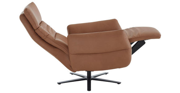 RELAXSESSEL in Leder Haselnussfarben  - Schwarz/Haselnussfarben, Design, Leder/Metall (70/122/85cm) - Dieter Knoll