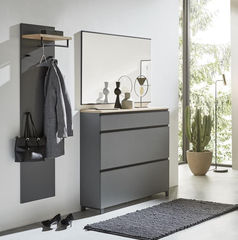 GARDEROBE Anthrazit, Grau, Eichefarben - Eichefarben/Anthrazit, Design, Holz/Metall (180/193/31cm) - Dieter Knoll