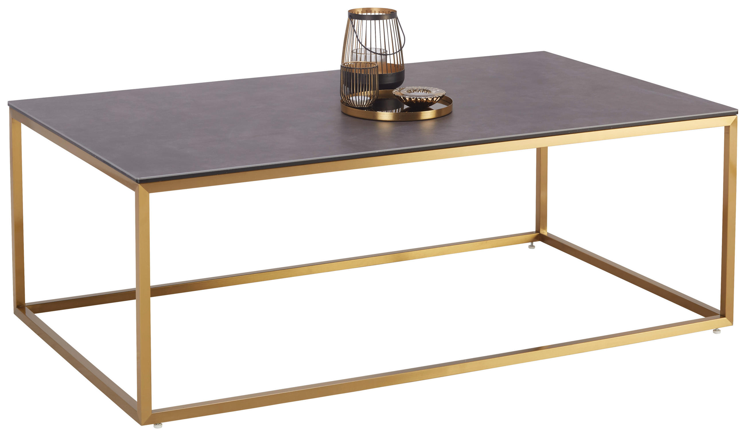 Măsuță De Cafea din metal, sticlă, ceramică, 120/70/42 cm   - auriu/negru, Trend, ceramică/sticlă (120/70/42cm) - Novel