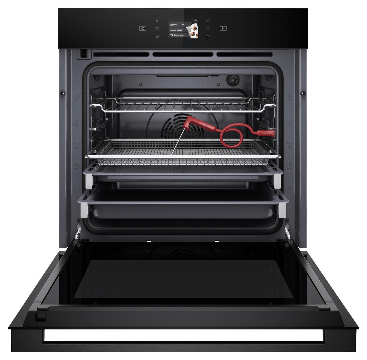 EINBAUBACKOFEN BBI98FPT2SK  - Silberfarben/Schwarz, Basics, Glas/Metall (59,5/59,5/54,9cm) - Bauknecht