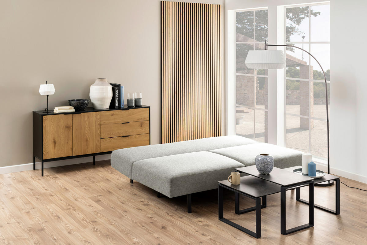 BÄDDSOFFA i grå, ekfärgad  - grå/ekfärgad, Design, metall/trä (200/83/105cm) - Best Price