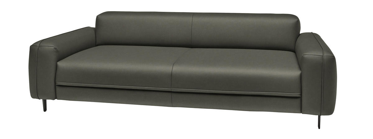 3-SITZER-SOFA  in Echtleder Graubraun   - Anthrazit/Graubraun, Design, Leder/Metall (230/70/109cm) - Johann Jakob