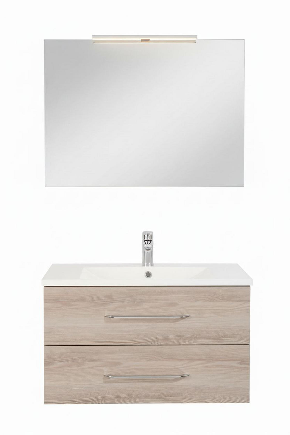 BADEZIMMER 4-teilig  in 90 cm  - Chromfarben/Eschefarben, MODERN, Holzwerkstoff/Stein (90cm) - MID.YOU