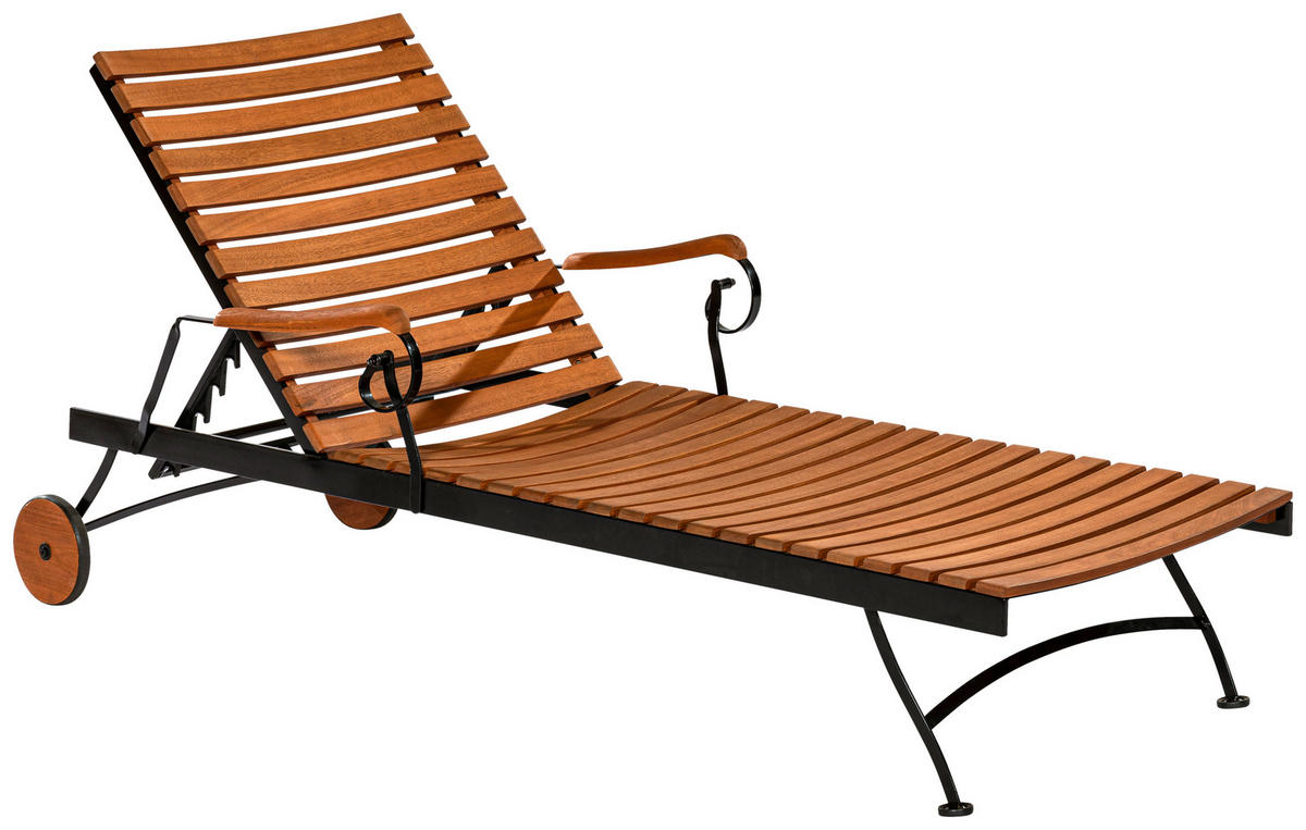 GARTENLIEGE 65/31,5/195 cm  - Graphitfarben/Naturfarben, KONVENTIONELL, Holz/Textil (65/31,5/195cm) - Gardenson