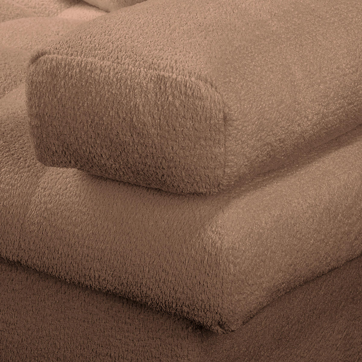 BIGSOFA in Teddystoff Hellbraun  - Hellbraun/Schwarz, Design, Kunststoff/Textil (284/94/148cm) - Livetastic