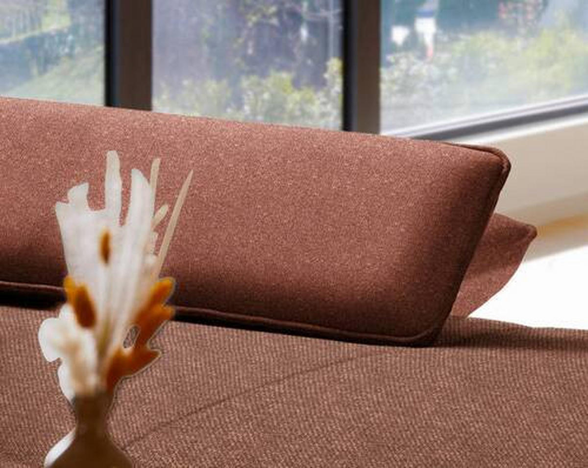 ECKSOFA in Flachgewebe Kupferfarben  - Schwarz/Kupferfarben, Design, Textil/Metall (301/191cm) - Moderano