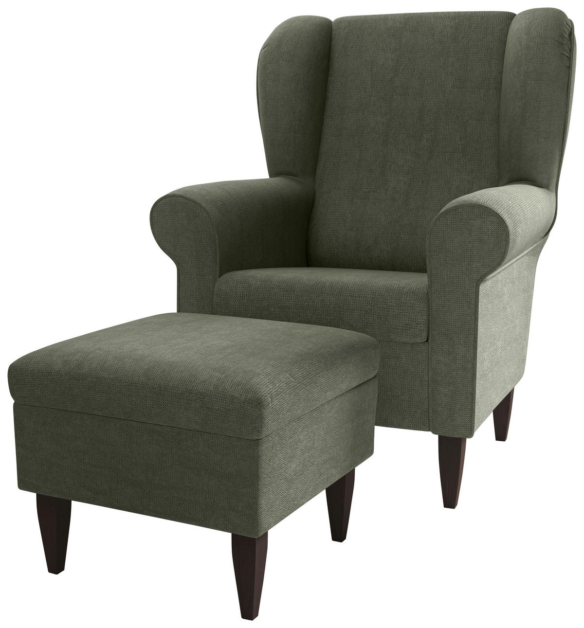 SESSELSET Chenille Dunkelgrün  - Wengefarben/Dunkelgrün, Konventionell, Holz/Textil (80/102/86cm) - Livetastic