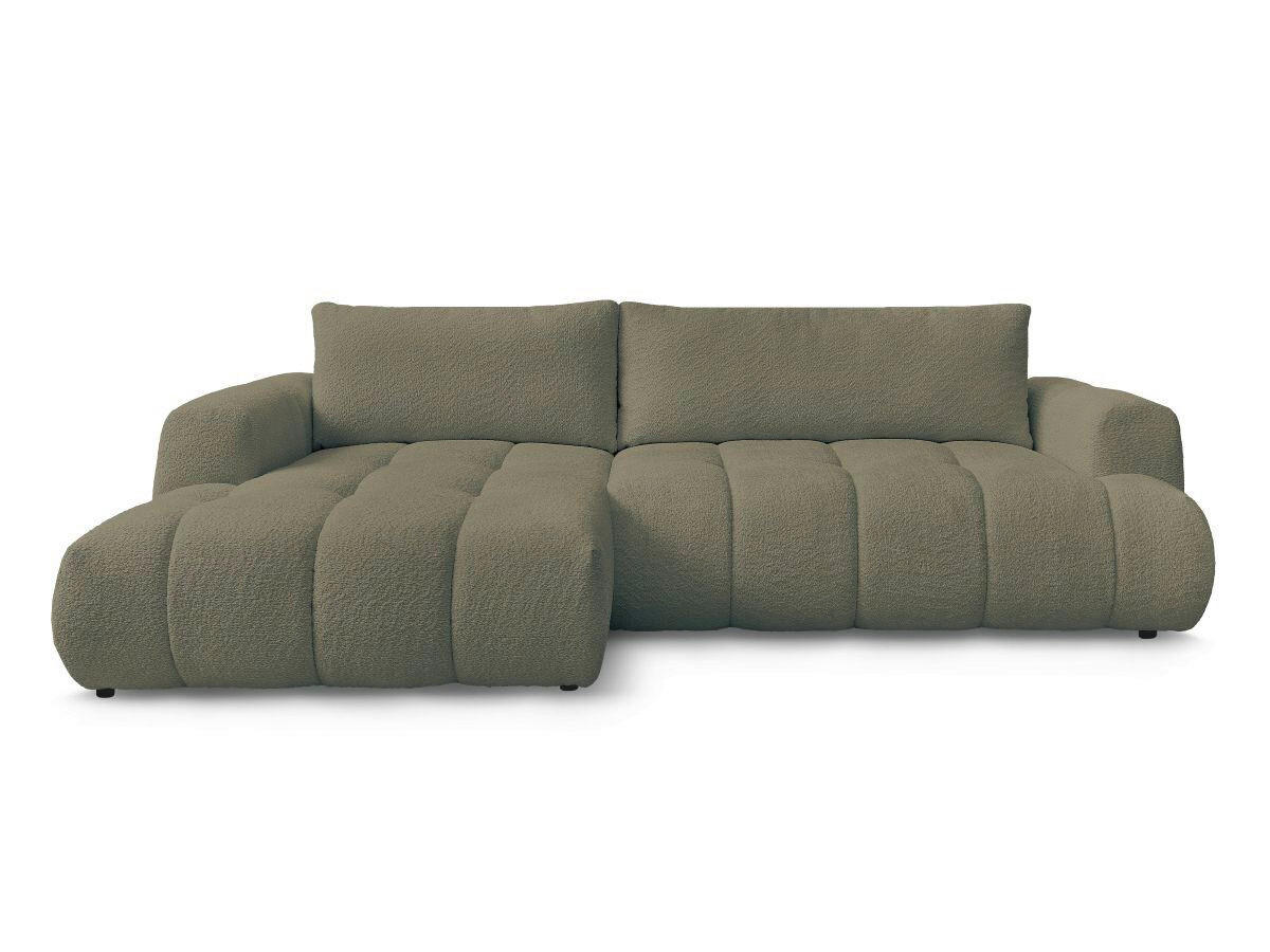 ECKSCHLAFSOFA FUJI Bouclé Grün  inkl.  - Schwarz/Grün, MODERN, Kunststoff/Textil (160/292cm)