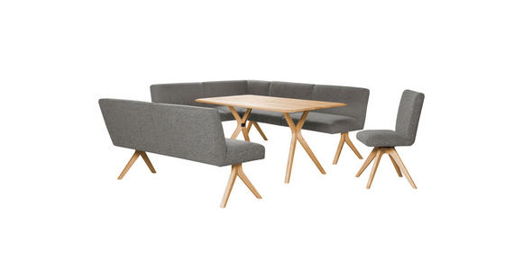 ECKBANK 172/238 cm Webstoff Grau Eiche vollmassiv   - Eichefarben/Grau, KONVENTIONELL, Holz/Textil (172/238cm) - Linea Natura