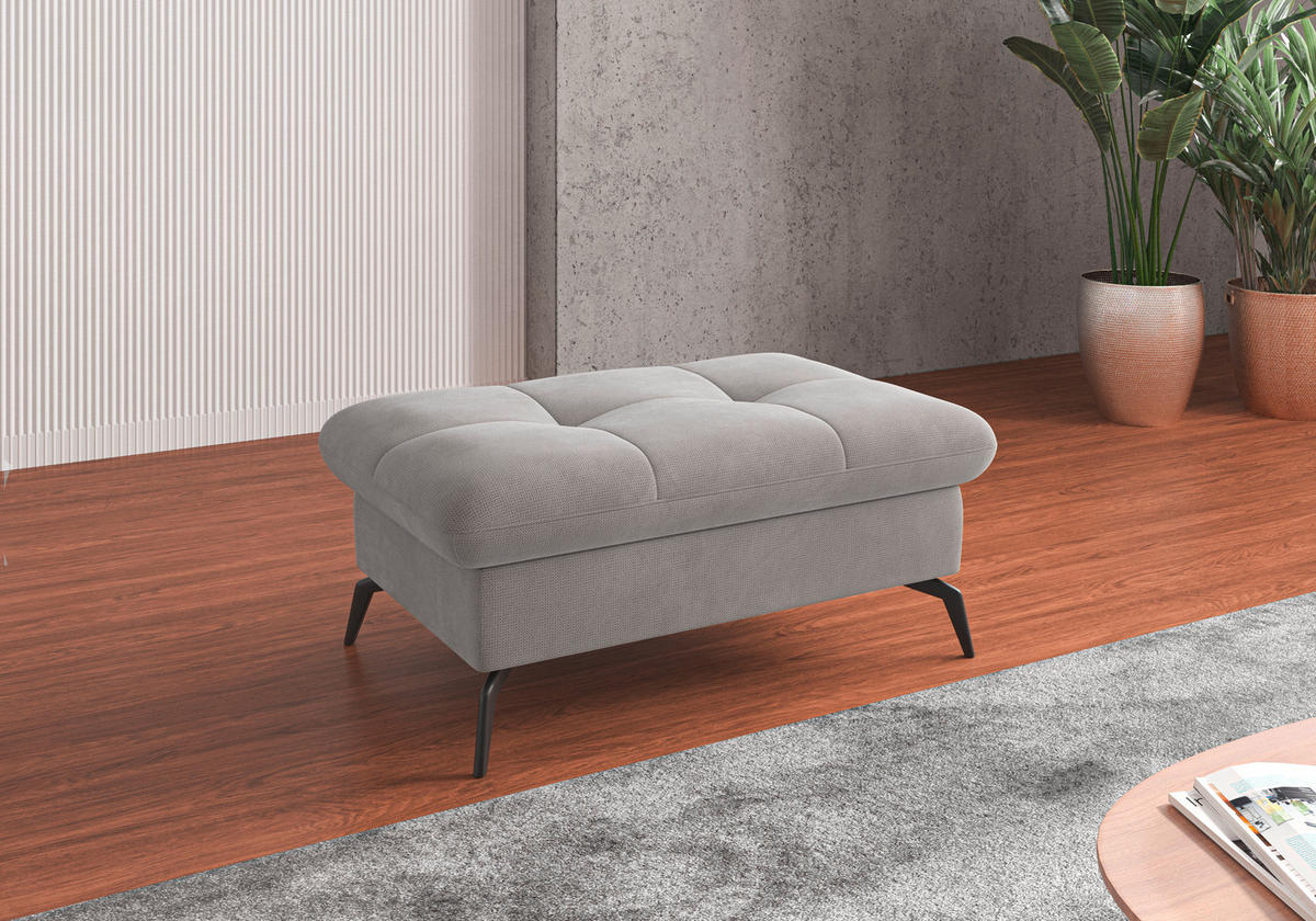 HOCKER Flachgewebe Silberfarben  - Silberfarben/Schwarz, KONVENTIONELL, Textil/Metall (102/47/69cm) - Sit & More