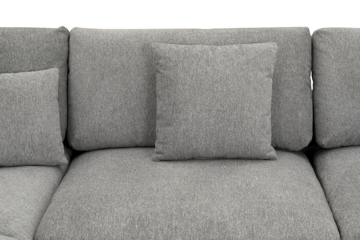 ECKSOFA Grau Webstoff  - Schwarz/Grau, Design, Textil/Metall (212/323cm) - Livetastic