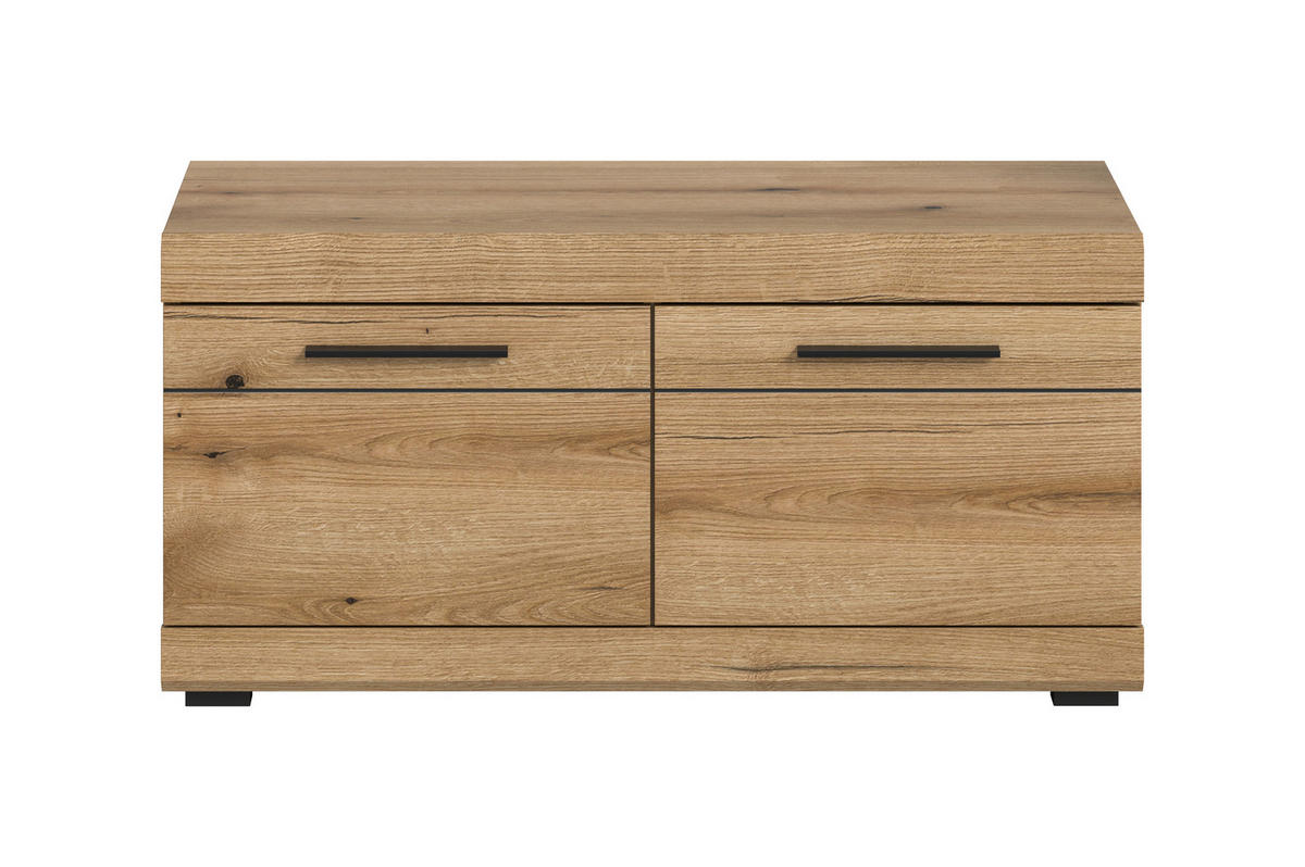 SITZBANK 90/44/40 cm Eiche dunkel  - Eiche dunkel/Anthrazit, Design, Kunststoff/Textil (90/44/40cm) - Livetastic