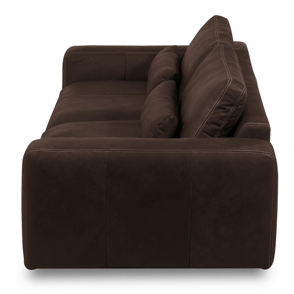 3-SITZER-SOFA  in Echtleder Dunkelbraun   - Dunkelbraun/Beige, Design, Leder/Kunststoff (300/85/123cm) - Livetastic