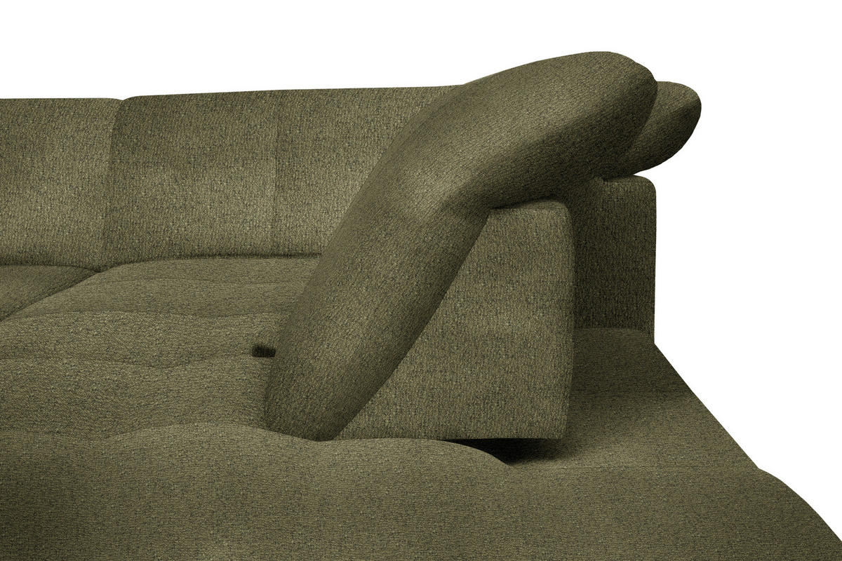 ECKSOFA in Flachgewebe Olivgrün  - Schwarz/Olivgrün, Design, Textil/Metall (242/313cm) - Xora